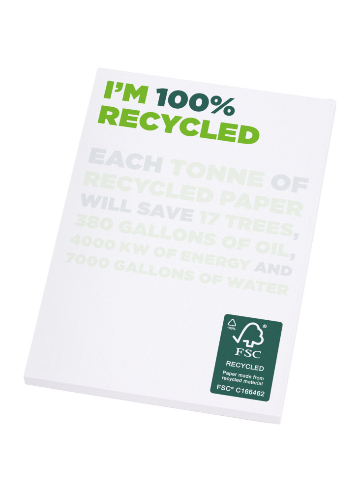 Bloc-notes publicitaire Desk-Mate A7 en papier recyclé