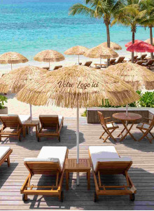 Parasols en rafia publicitaire