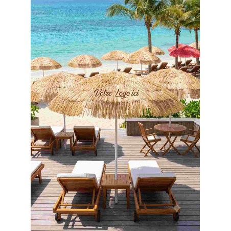 Parasols en rafia publicitaire