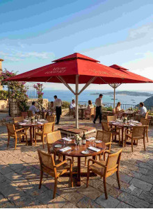 Parasol double toit publicitaire