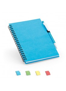 Bloc-notes Spirales bleu avec Stylo