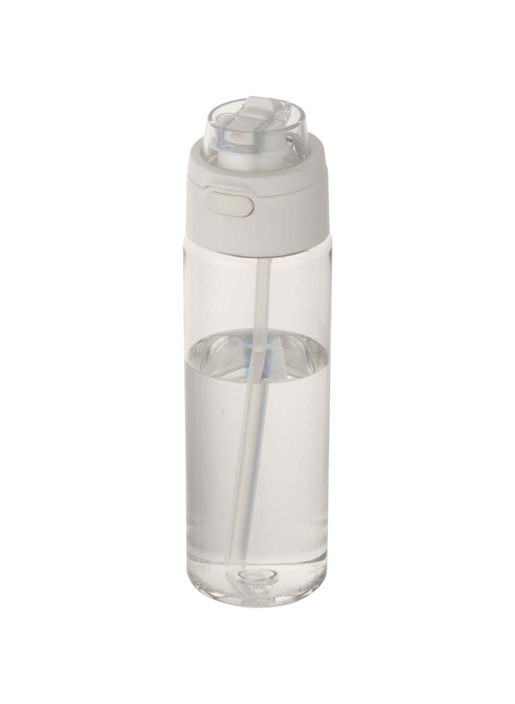 Bouteille d'eau Theron de 700 ml en plastique recyclé RCS, avec bouchon double fonction et paille rabattable