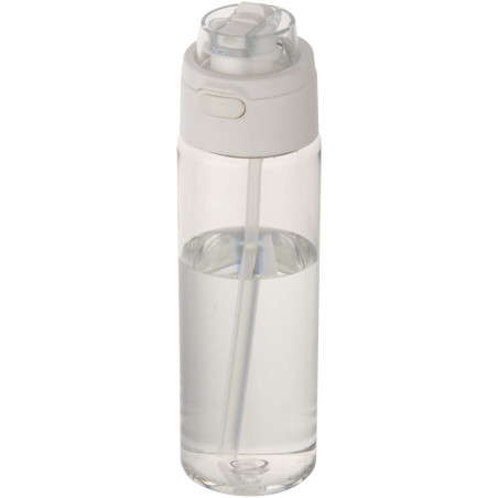 Bouteille d'eau Theron de 700 ml en plastique recyclé RCS, avec bouchon double fonction et paille rabattable