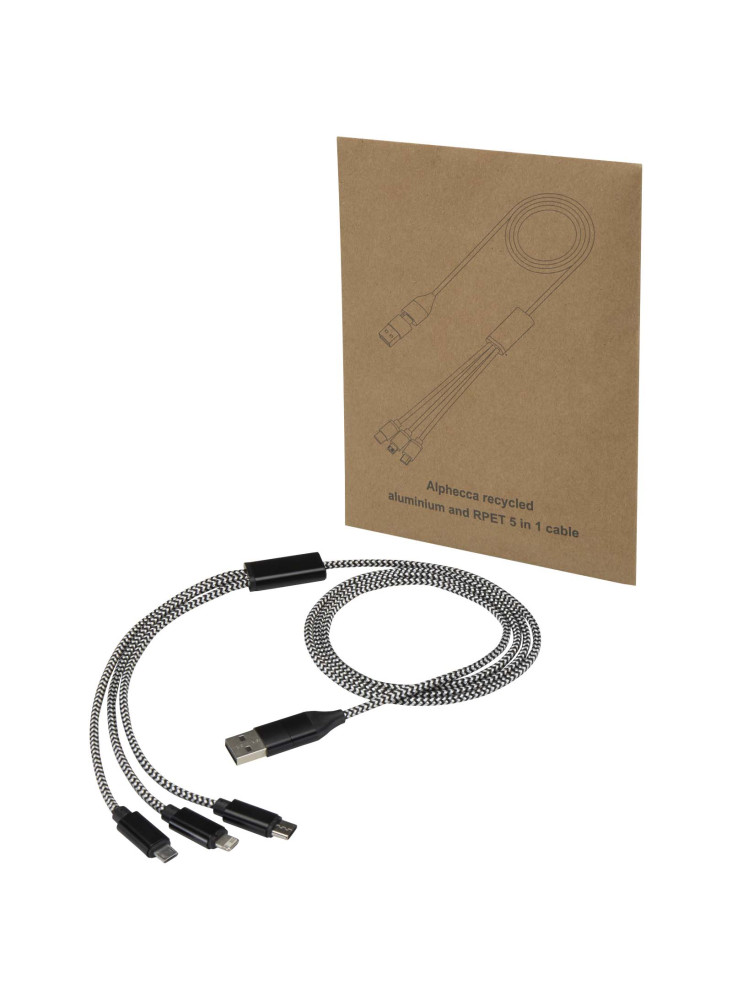 Câble de recharge 5-en-1 Alphecca en aluminium recyclé et RPET