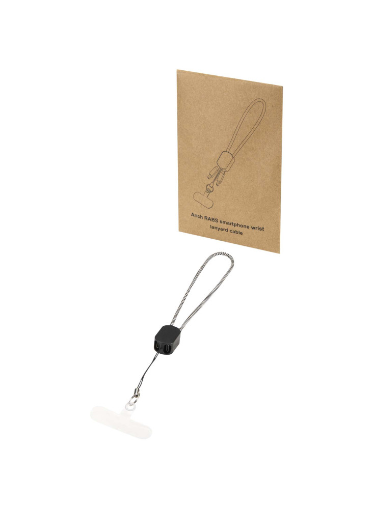 Lanyard de poignet recyclé Arich RCS avec câble de recharge Type-C de 20 W intégré