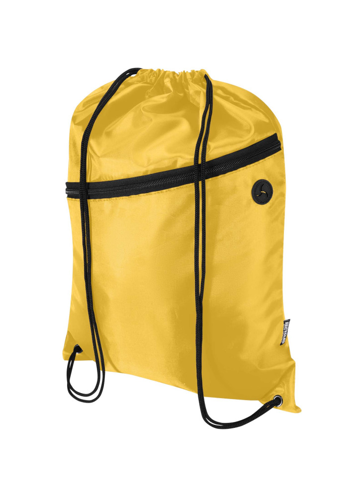Sac à cordon Oriole en RPET avec poche avant zippée, 5 L