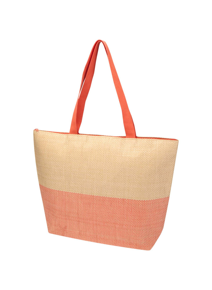Grand sac fourre-tout en papier paille Rhythm avec fermeture à glissière, 21 L
