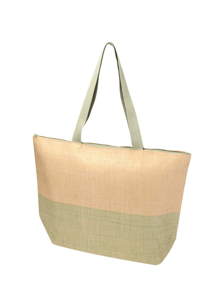 Grand sac fourre-tout en papier paille Rhythm avec fermeture à glissière, 21 L