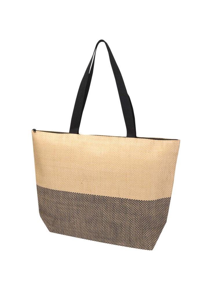 Grand sac fourre-tout en papier paille Rhythm avec fermeture à glissière, 21 L