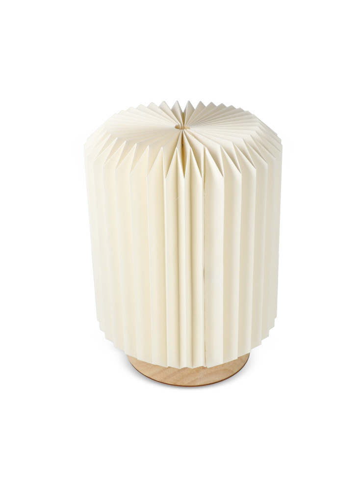 Lampe LED en papier pliable Coollux Aurore sur socle en bois, 22cm