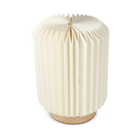 Lampe LED en papier pliable Coollux Aurore sur socle en bois, 22cm