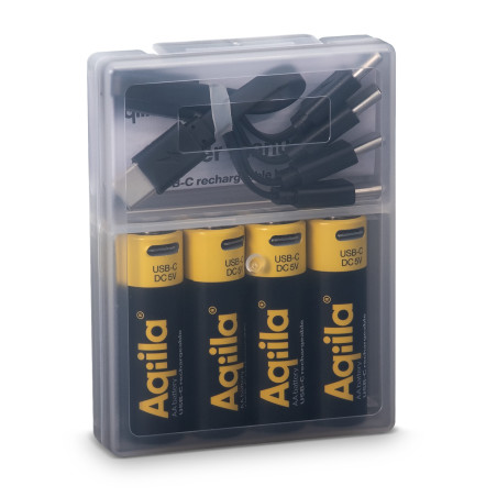 Lot de 4 piles rechargeables AA Aqiila USB-C 2000 mAh