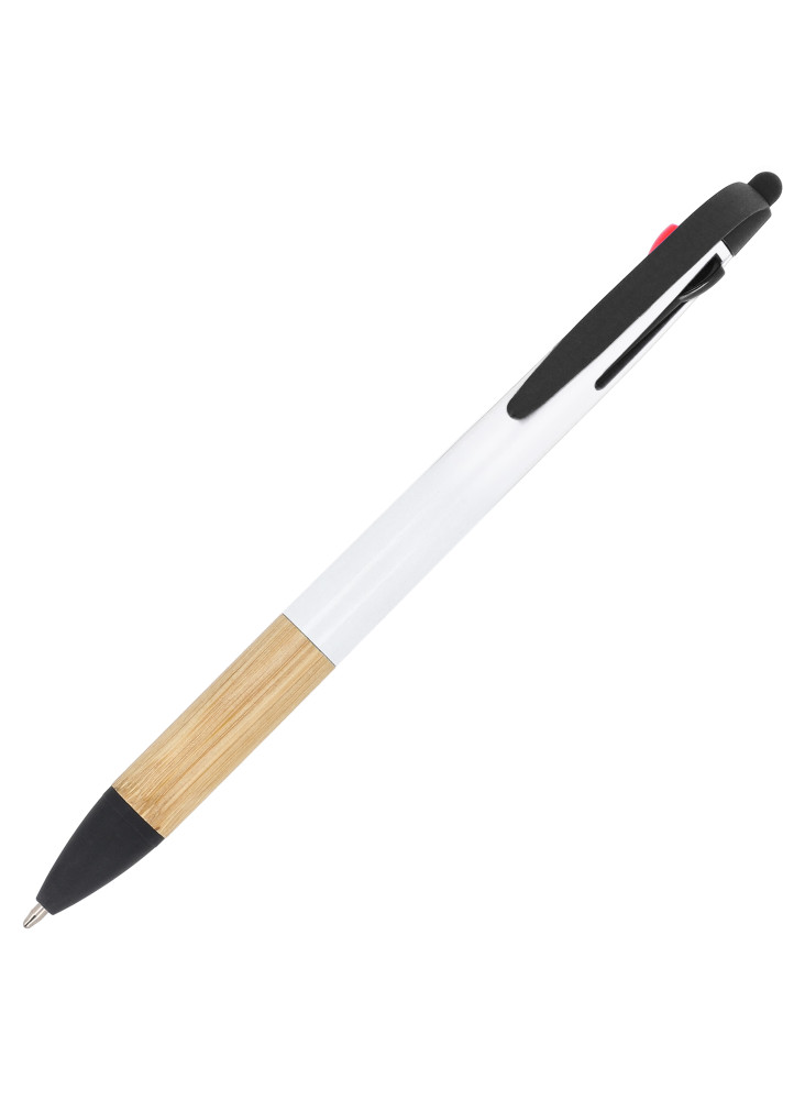 Stylo 3 couleurs avec grip en bambou