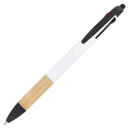 Stylo 3 couleurs avec grip en bambou
