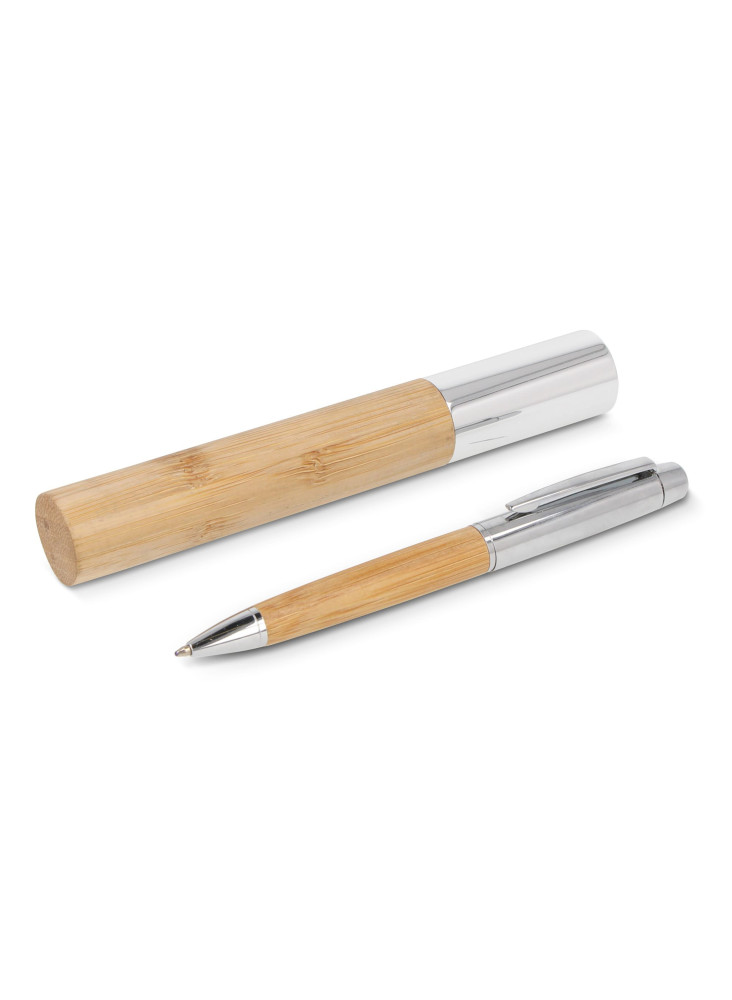 Stylo-bille en métal bambou dans un tube