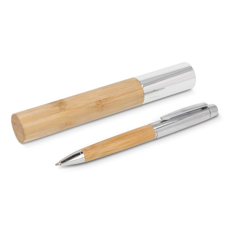 Stylo-bille en métal bambou dans un tube