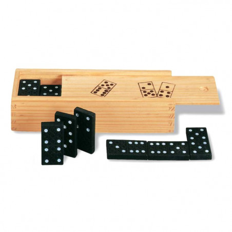 Jeux de domino noir avec boîte en bois Publicitaire