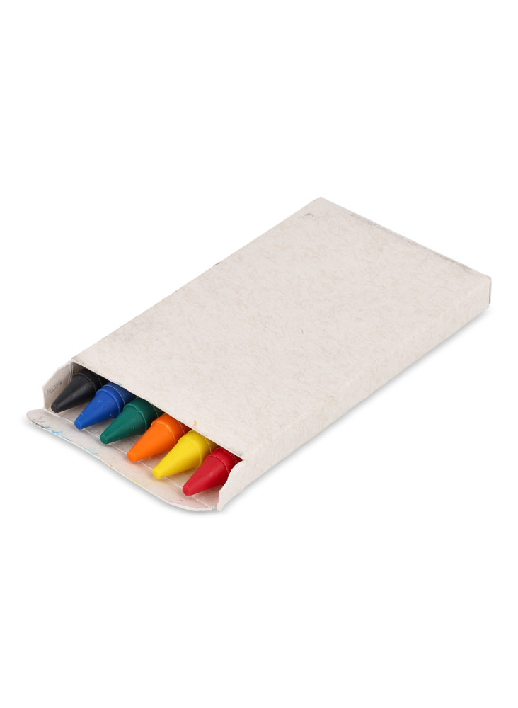 6 crayons gras de couleur dans une boîte en brique de lait recyclé