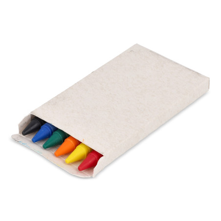 6 crayons gras de couleur dans une boîte en brique de lait recyclé
