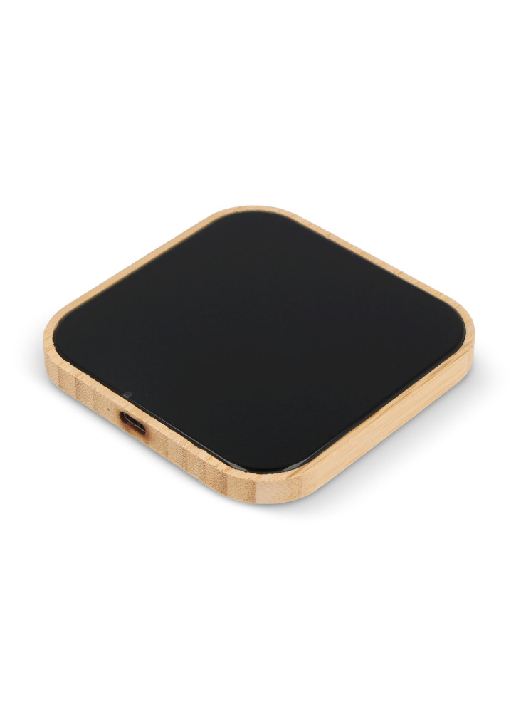Chargeur sans fil bambou et verre 10W