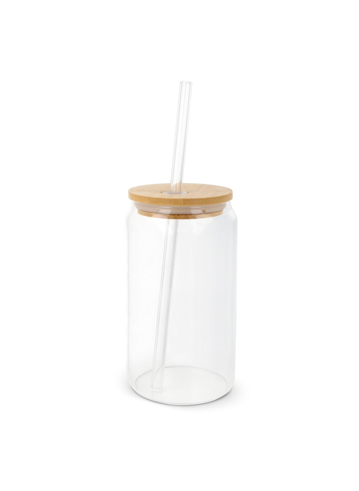Verre avec couvercle en bambou et paille 450 ml