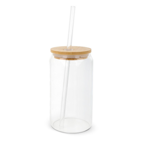 Verre avec couvercle en bambou et paille 450 ml