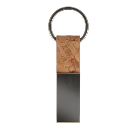 Porte-clés rectangulaire en liège et métal