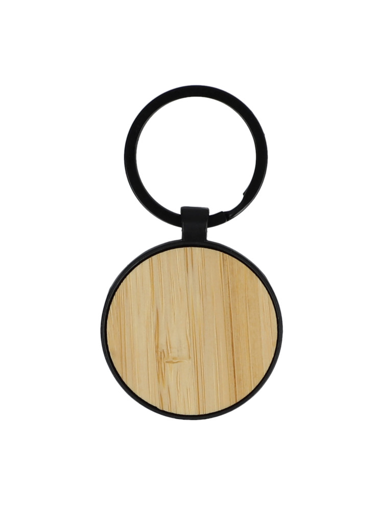 Porte-clés en bambou et métal rond