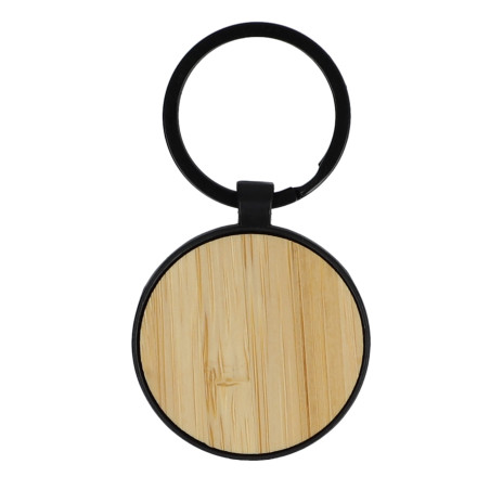 Porte-clés en bambou et métal rond