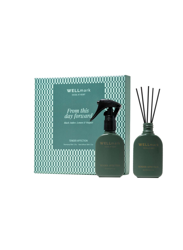 Coffret cadeau Wellmark Tender Affection comprenant un vaporisateur d'ambiance de 50 ml et un diffuseur de 50 ml