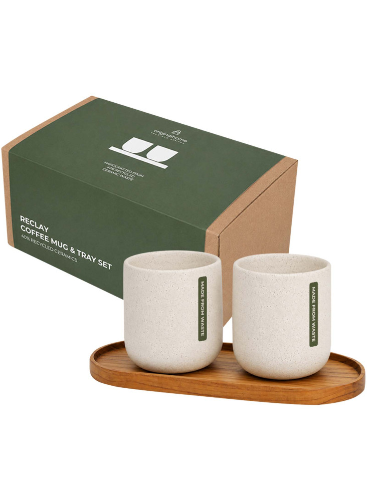 Ensemble Originalhome composé d'un plateau ovale en bois et d'un mug en céramique de 150 ml