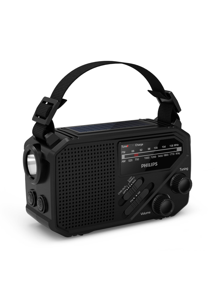 Radio d'urgence Philips TAR1609 avec tuner analogique FM/AM et lampe de poche