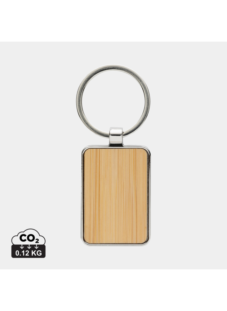 Porte-clés rectangle en alliage de zinc RCS et bambou