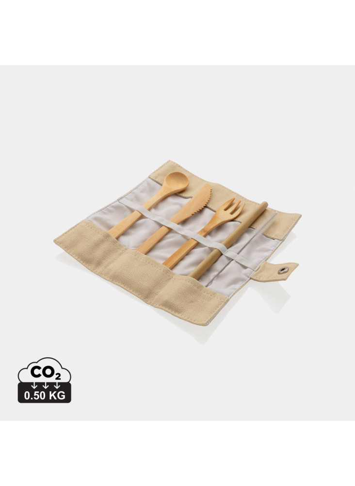 Set de couverts de voyage en bambou réutilisable