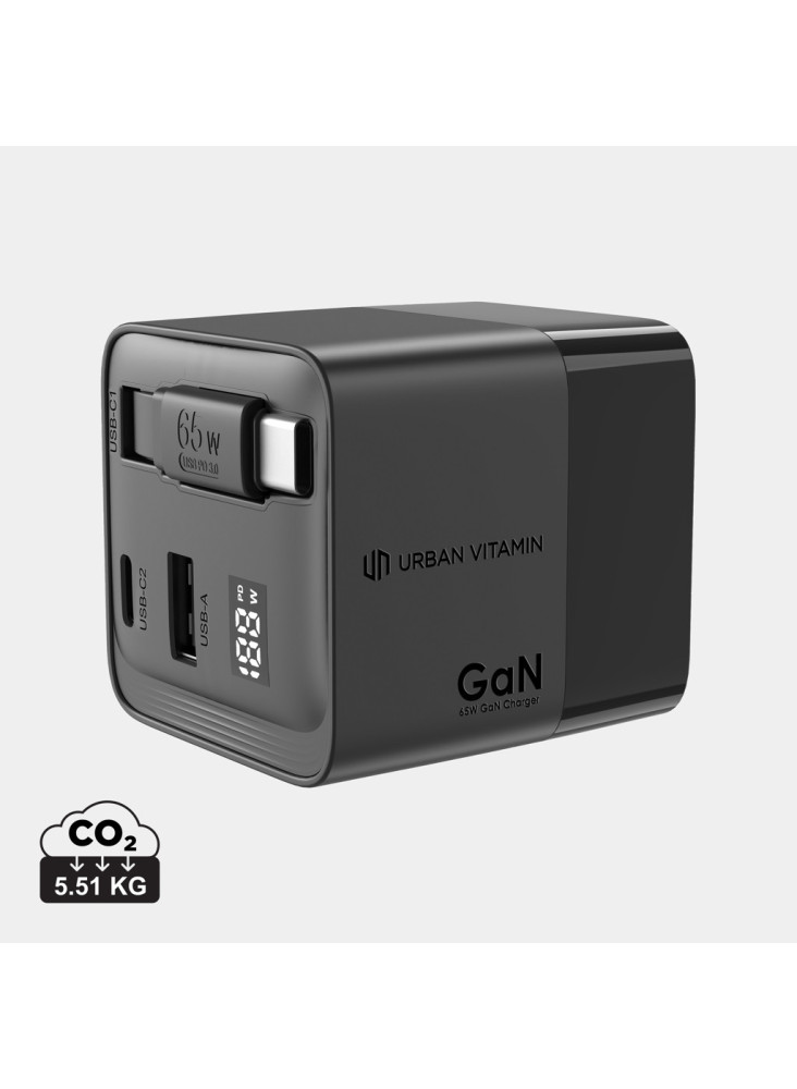 Chargeur 65W GaN avec câble Urban Vitamin Mendocino