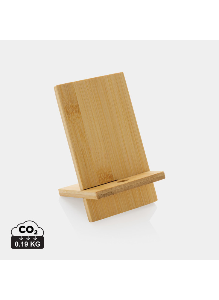 Support téléphone en bambou dans une boîte kraft