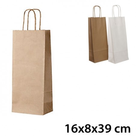 Sac Kraft Bouteille Vin 16x8x39 cm