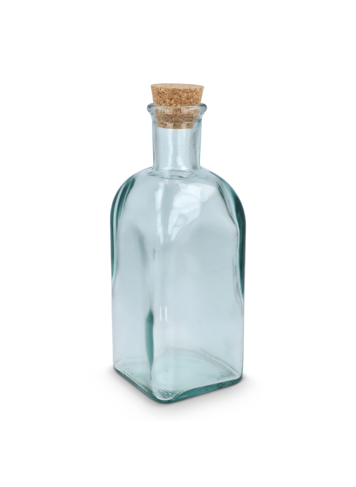 Bouteille en verre recyclé InSideOut Square ReuuZ avec bouchon en liège 500 ml