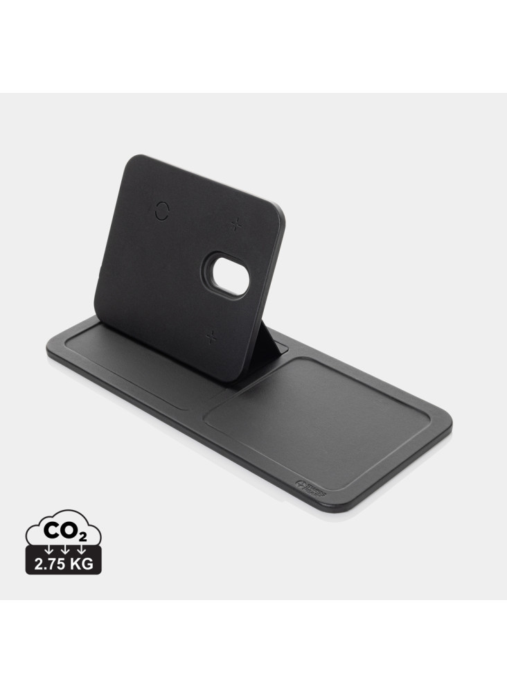 Chargeur de bureau 3 en 1 en PU recyclé RCS Swiss Peak