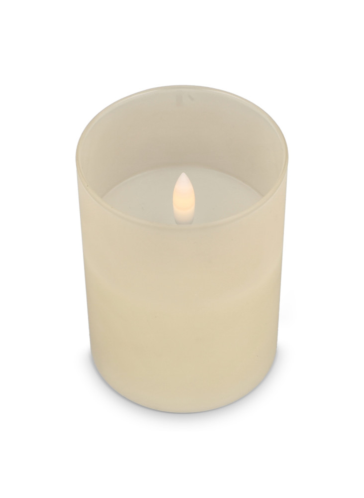 Bougie rechargeable à l'huile de cire et LED Nyelle dans un verre