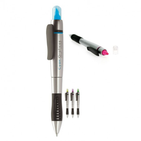 Stylo Bille + Surligneur avec clip coloré promotionnel