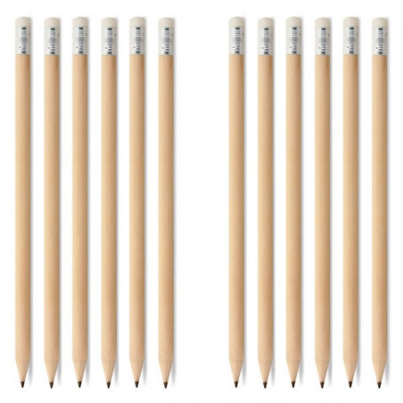 12 Crayons Papier Gomme