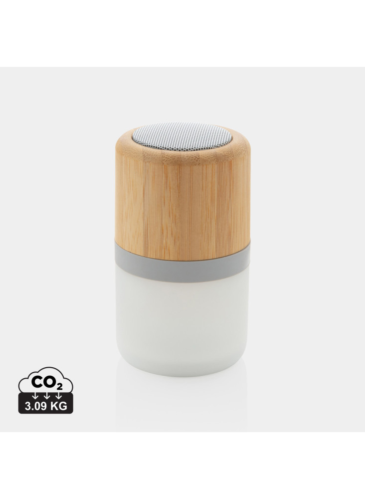 Enceinte 3W en bambou avec lumière d'ambiance