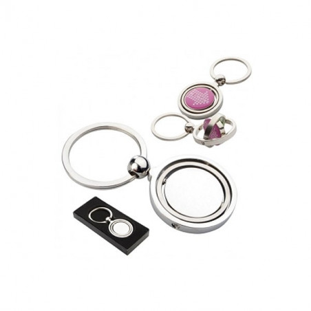 Porte-clés en métal rond pivotant