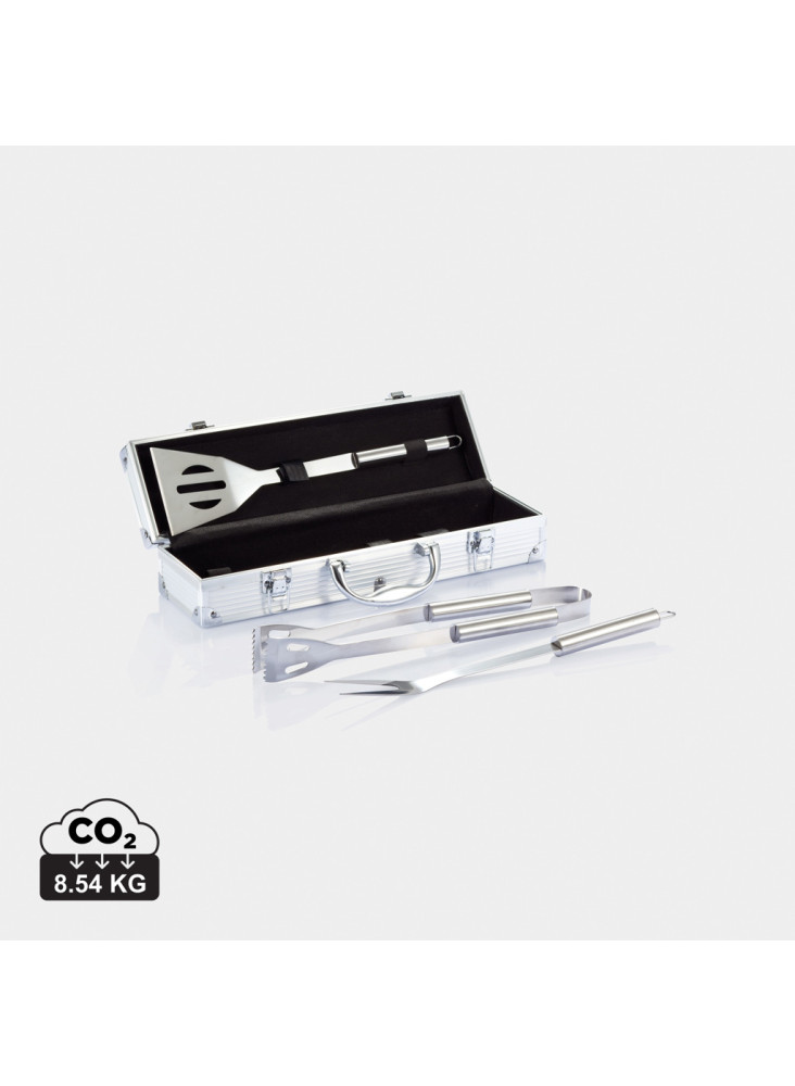 Set de 3 pcs pour barbecue en coffret aluminium