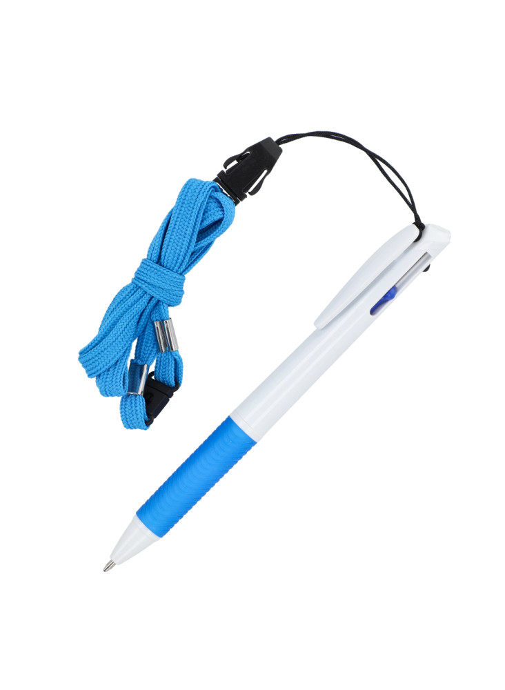 Stylo 3 couleurs avec grip et cordon