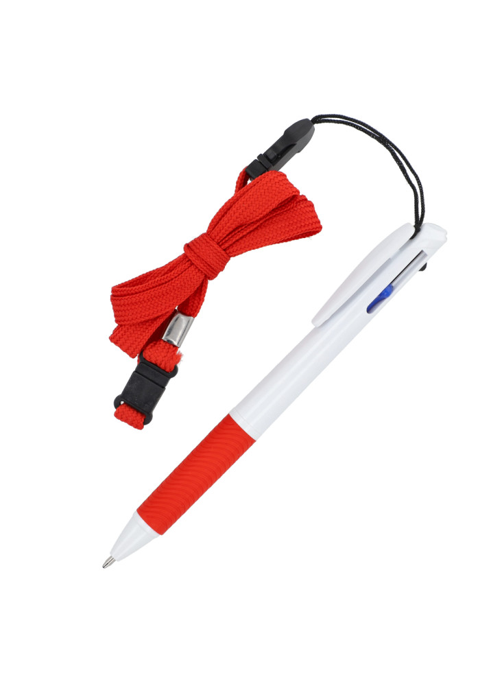 Stylo 3 couleurs avec grip et cordon