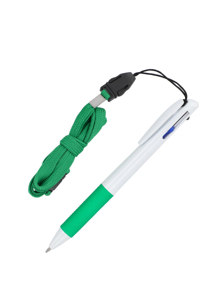 Stylo 3 couleurs avec grip et cordon