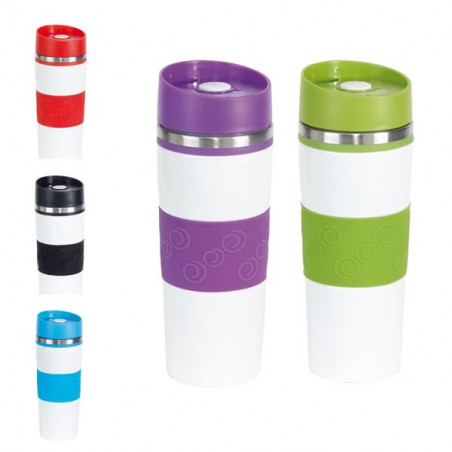 Mug Thermos coloré avec couvercle à bouton poussoir 400ml personnalisé