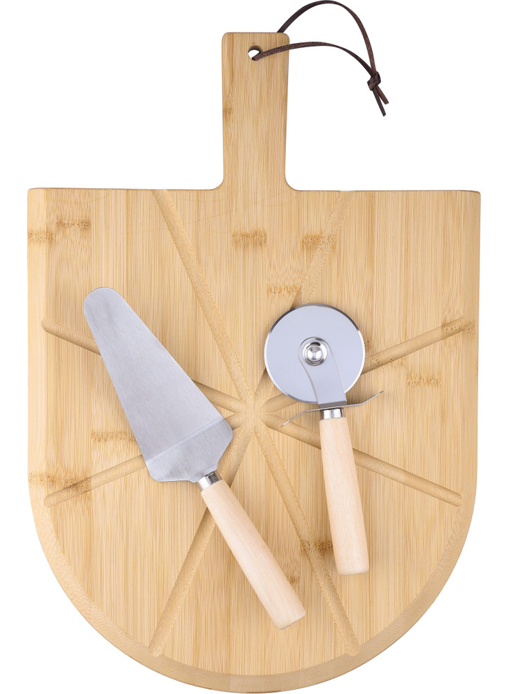 Planche à pizza Vale | Bambou | Avec coupe-pizza et spatule